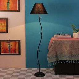 devansh Arius Black Fabric Floor Lamp with Black Iron Base-picture-27