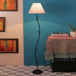 devansh Cosma Multicolour Fabric Floor Lamp with Black Iron Base-picture-6