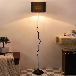 devansh Arlo Black Fabric Floor Lamp with Black Iron Base-picture-8