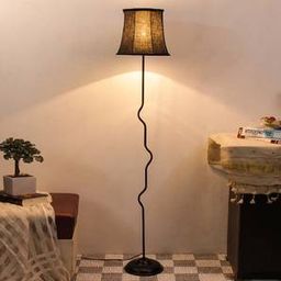 devansh Dixie Black Fabric Floor Lamp with Black Iron Base-picture-9
