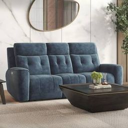 urban ladder Marvin Fabric Three Seater Motorized Recliner in Blue-picture-11