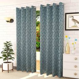 presto Blue Cotton Room Darkening Door Curtain-picture-5
