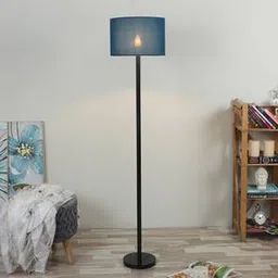 pristine interiors Waldo Blue Cotton Floor Lamp with Solid Wood-picture-36