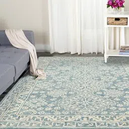 saraswati global Blue Wool 4 X 6 Feet Carpet-picture-14