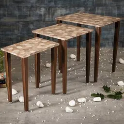 a tiny mistake Hexagon Solid Wood Side Table in Laminate Brown Finish-picture-26