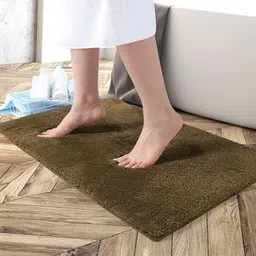 luxe home international Coffee Solids Microfiber Bath Mat - Set of 1-picture-6