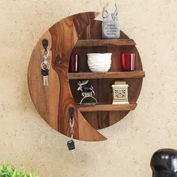 woodenmood Brown Solid Wood Wall Shelf-picture-30