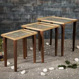 a tiny mistake Khimkhwab Solid Wood Side Table in Golden Finish-picture-2