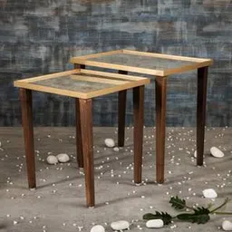 a tiny mistake Khimkhwab Solid Wood Side Table in Golden Finish-picture-24