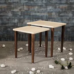 a tiny mistake Chevron Solid Wood Side Table in Pu Paper Golden Finish-picture-34
