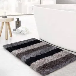 luxe home international Grey Solids Microfiber Bath Mat - Set of 1-picture-10