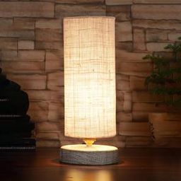 devansh Rudy White Jute table lamp with White Brushed wood base-picture-24