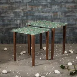 a tiny mistake Heritage Solid Wood Side Table in Pu Paper Multicolor Finish-picture-0