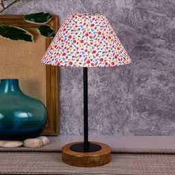 devansh Enzo Multicolor Fabric Shade Table Lamp with Natural Wood & Iron Base-picture-23