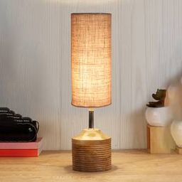 devansh Eloise Wood Table lamp with Beige Jute Shade-picture-30