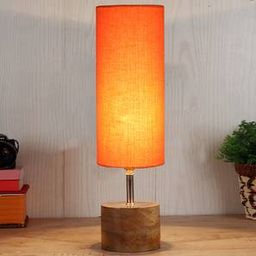 devansh Brynlee Orange cotton & solid wood table lamp-picture-49