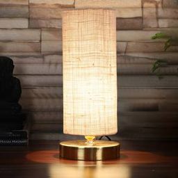 devansh Helena White Jute table lamp with Gold wood base-picture-35