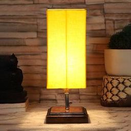 devansh Ellison Yellow Cotton Table Lamp With Square Brown Wood Base-picture-44