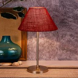 devansh Cedric Maroon Natural Fiber Shade Table Lamp with Steel Steel Base-picture-36