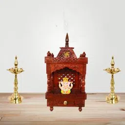 new shilpi handicrafts Ananya Solid Wood Free Standing Prayer Unit-picture-31