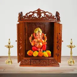 new shilpi handicrafts Agastya Solid Wood Free Standing Prayer Unit-picture-33