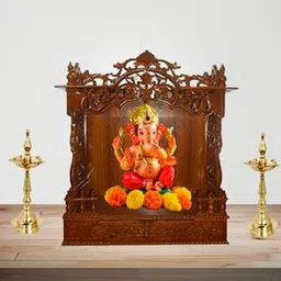 new shilpi handicrafts Aja Solid Wood Free Standing Prayer Unit-picture-32