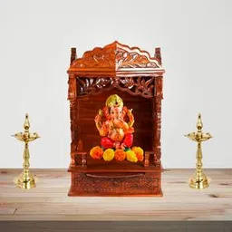 new shilpi handicrafts Anjali Solid Wood Free Standing Prayer Unit-picture-35
