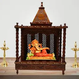 new shilpi handicrafts Diya Solid Wood Free Standing Prayer Unit-picture-34