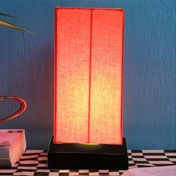 devansh Tony Orange Fabric Shade Table Lamp with Black Iron Base-picture-43