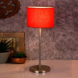 devansh Damir Orange Fabric Shade Table Lamp with Steel Steel Base-picture-40