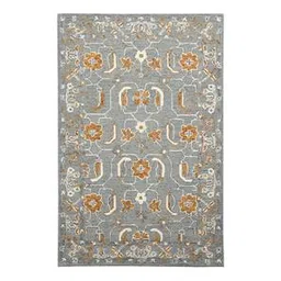 saraswati global Grey Orange Wool 4 X 6 Feet Carpet-picture-12