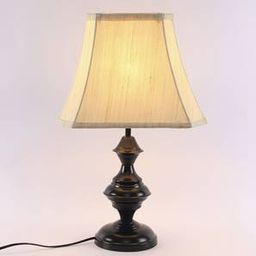 devansh Daquan Off White Fabric Shade Table Lamp with Black Iron Base-picture-20