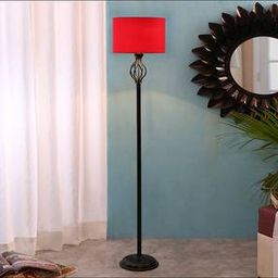 devansh Asher Black Cotton Shade Floor Lamp-picture-40