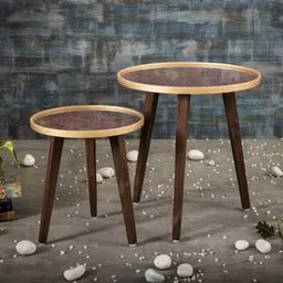 a tiny mistake Redgoldpaisley Solid Wood Side Table in Red Finish-picture-38