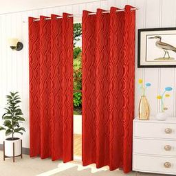 presto Red Cotton Room Darkening Window Curtain-picture-11
