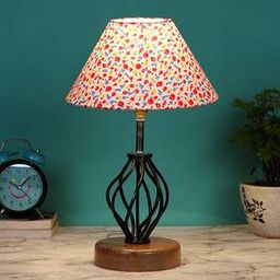 devansh Brooklynn Multicolor Cotton Table Lamp With Wood & Iron Base-picture-29