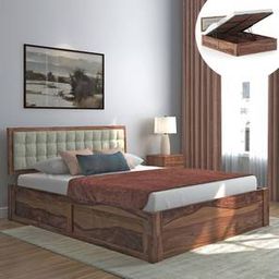 urban ladder Florence Solid Wood Queen Size Bed with Hydraulic Storage Bed in Teak Fi...-picture-42