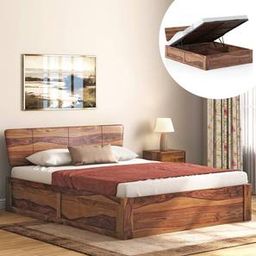 urban ladder Marieta Solid Wood King Size Bed with Hydraulic Storage Bed in Teak Finish-picture-32