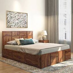 urban ladder Astoria Storage Queen Size Bed in Teak With Essential Foam Mattress-picture-29