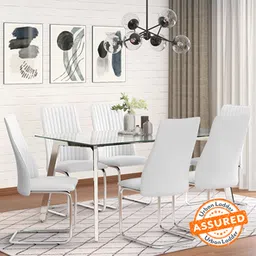 urban ladder Carmen 6 Seater Glass Top Dining Table With Set of 6 Ingrid Dining Chairs-picture-11