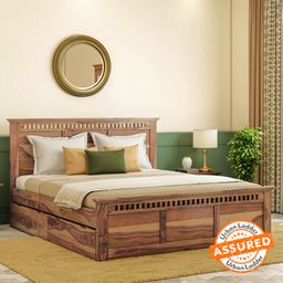 urban ladder Fidora Solid Wood Queen Size Bed with Drawer Storage Bed in Teak Finish-picture-20