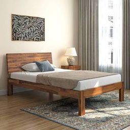urban ladder Boston Solid Wood Compact Size Non Storage Bed in Teak Finish-picture-40