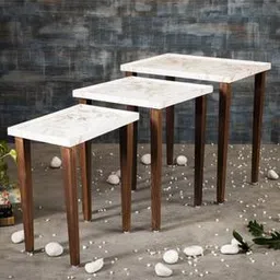 a tiny mistake Tehni Solid Wood Side Table in Pu Paper White Finish-picture-1
