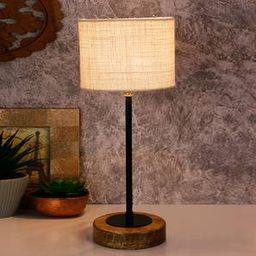 devansh Everest White Natural Fiber Shade Table Lamp with Natural Wood & Iron Base-picture-28