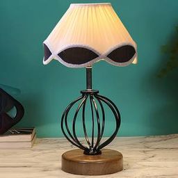 devansh Winter Vintage Multicolor Shade Table Lamp With Wood And Iron Base-picture-36