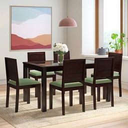 urban ladder Floyd 6 Seater Dining Table, Glass Top, Finish - Mahogany With set of 6 Oribi Dining Chairs-picture-13
