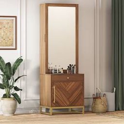 urban ladder Nina Solid Wood Dressing Table in Amber Walnut Finish-picture-45