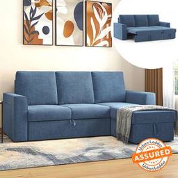 urban ladder Kowloon Sectional 3 Seater Sofa cum Bed In Baltic Blue Premium Chenille ...-picture-8