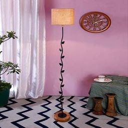devansh Felicia Beige Cotton Shade Floor Lamp-picture-4