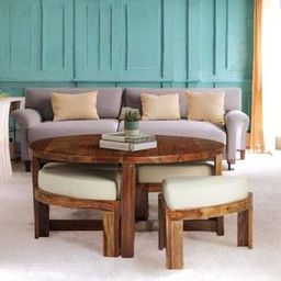 ikiriya Square Solid Wood Coffee Table in Natural Teak Finish-picture-34